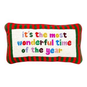 Furbish Studio It's the Most Wonderful Time of the Year Needlepoint Pillow